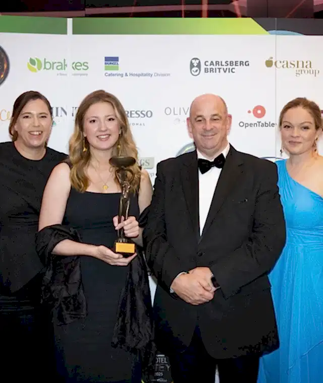 A group of staff receiving the sustainability awards